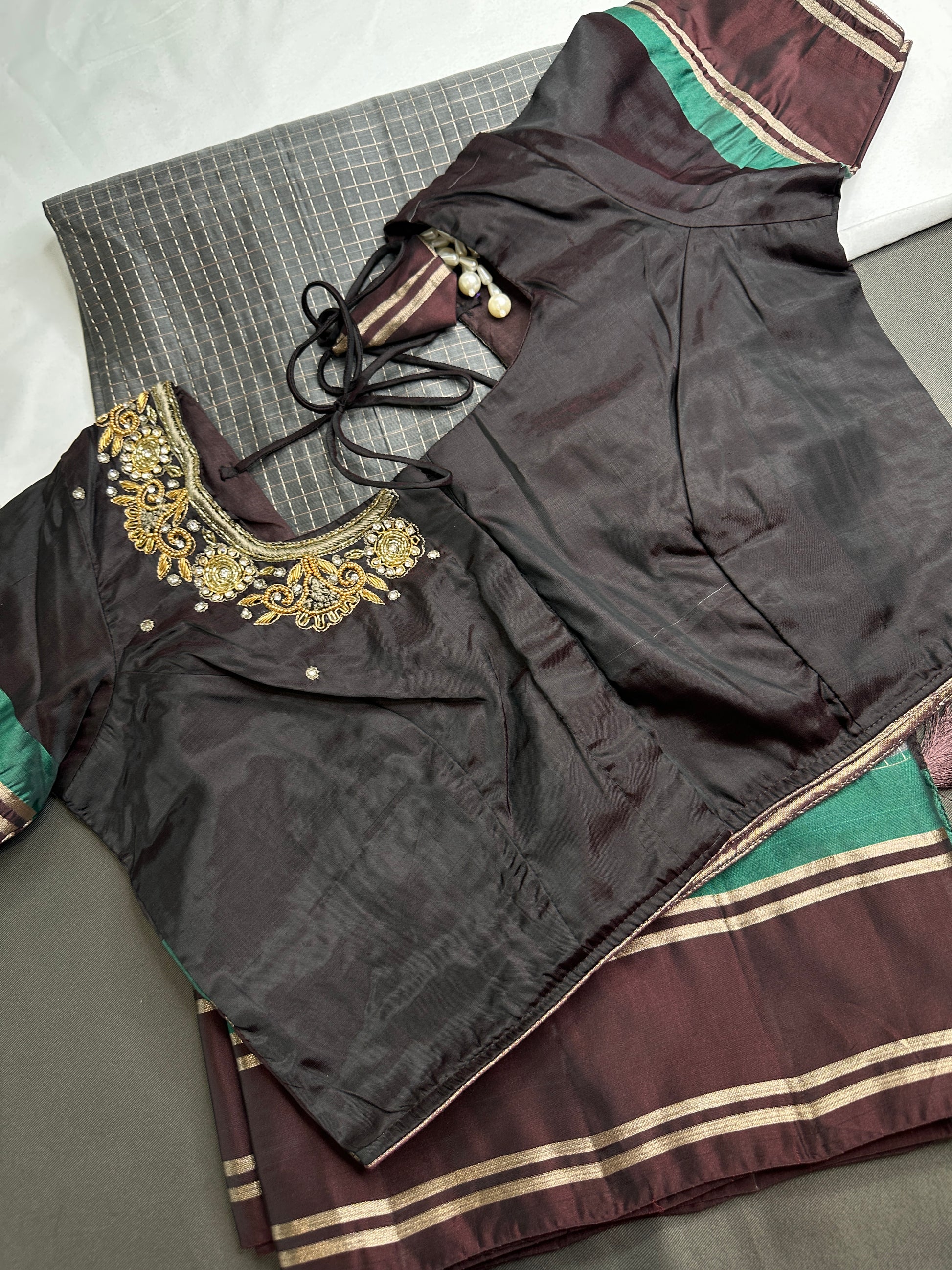 Kanchi Check Grey Soft Silk Saree - 