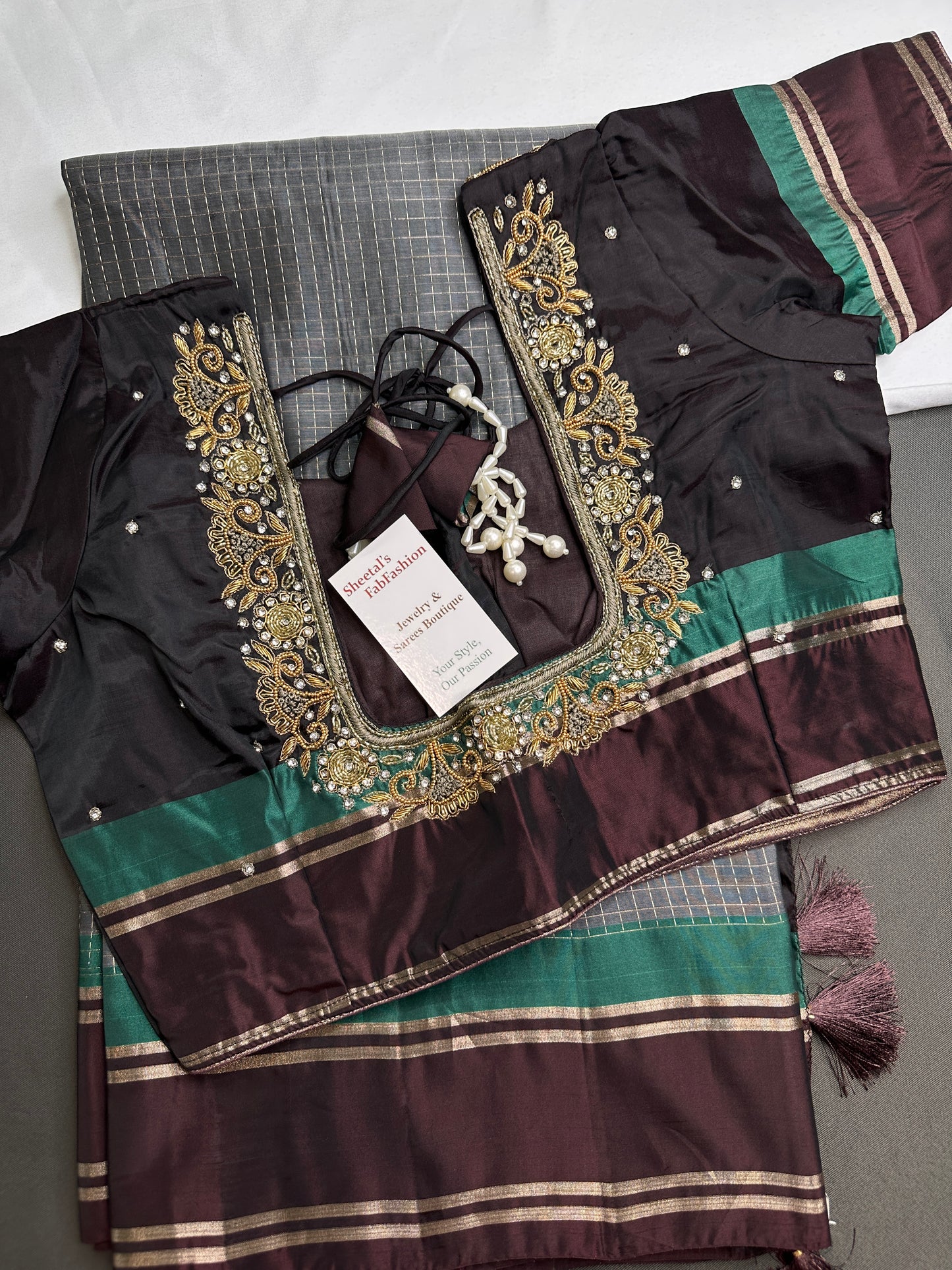 Kanchi Check Grey Soft Silk Saree - 
