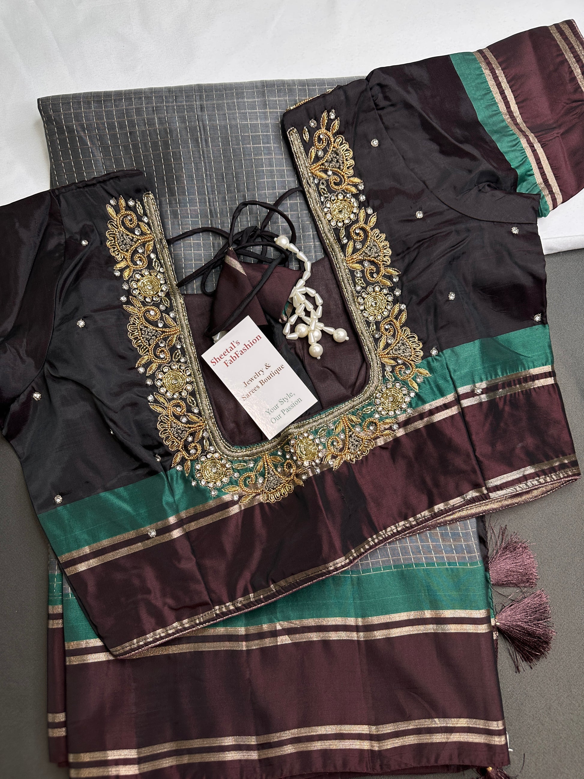 Kanchi Check Grey Soft Silk Saree - 