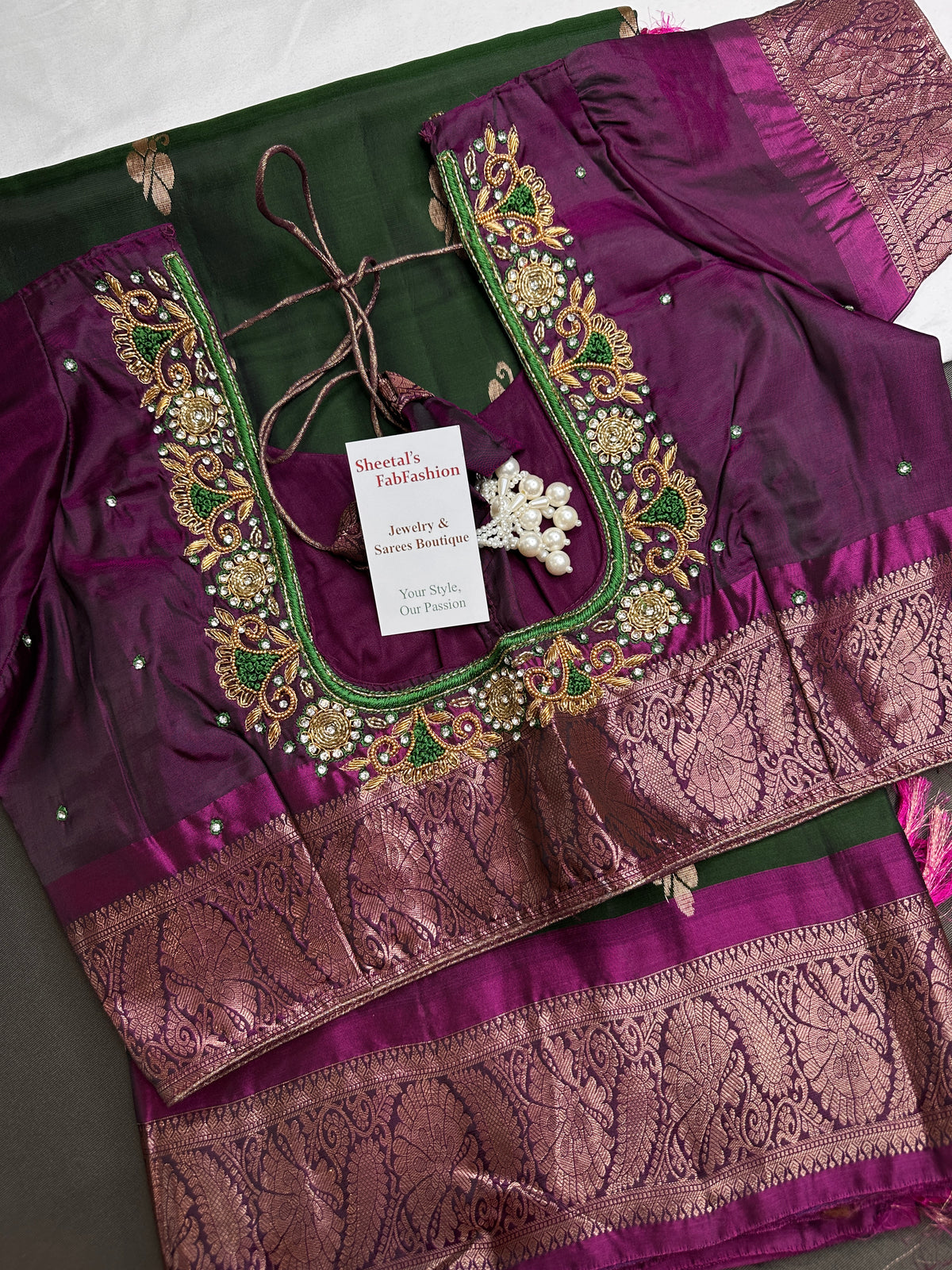 Kanchi Pattu Green Magenta Pure Silk Saree - 
