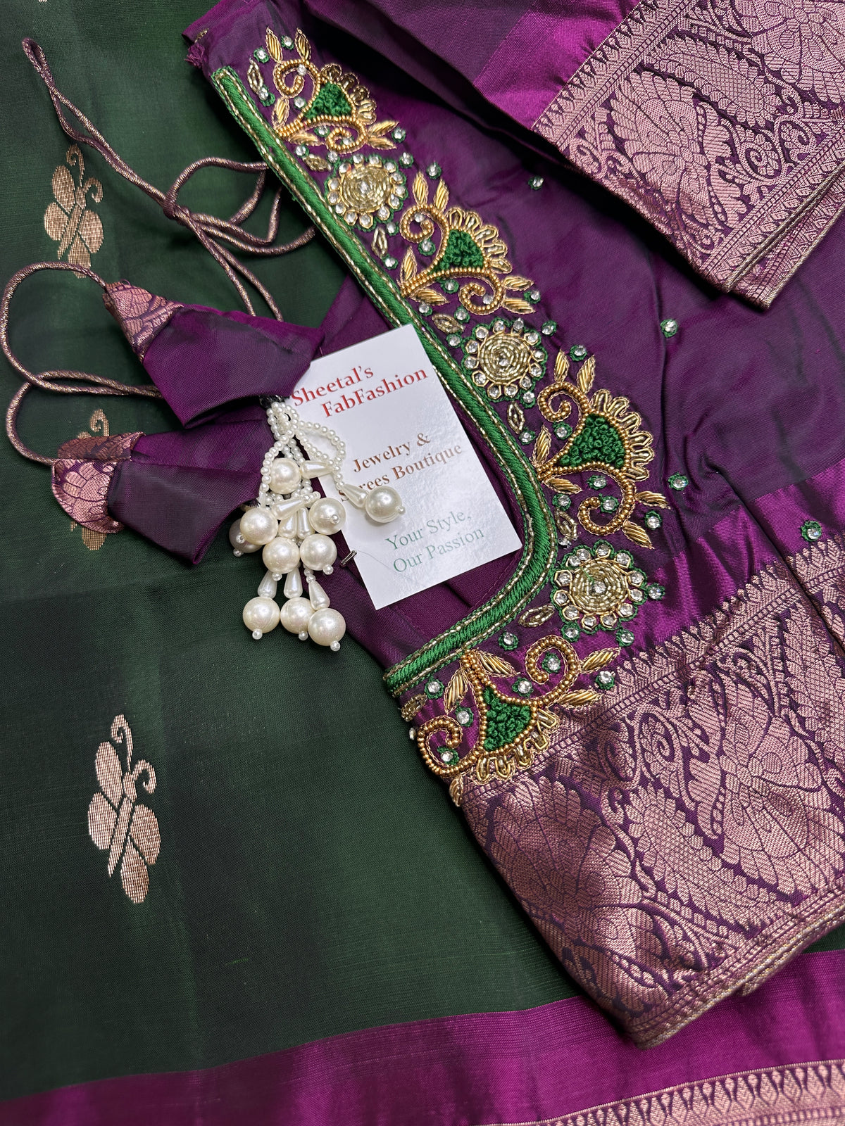 Kanchi Pattu Green Magenta Pure Silk Saree - 