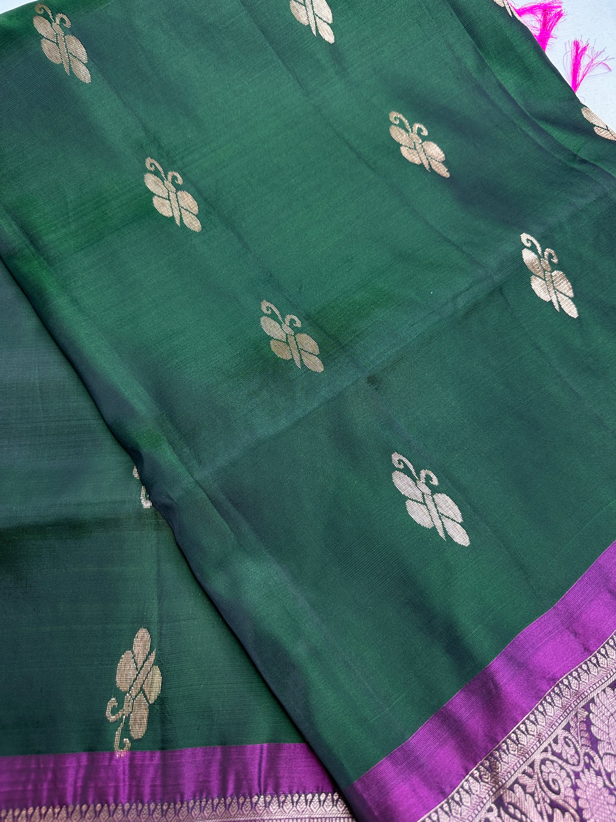 Kanchi Pattu Green Magenta Pure Silk Saree - 
