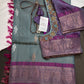 Kanchi Pattu Grey Lavender Pure Silk Saree - 