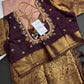Semi Gadwal Beige Brown Pattu Silk Saree - 