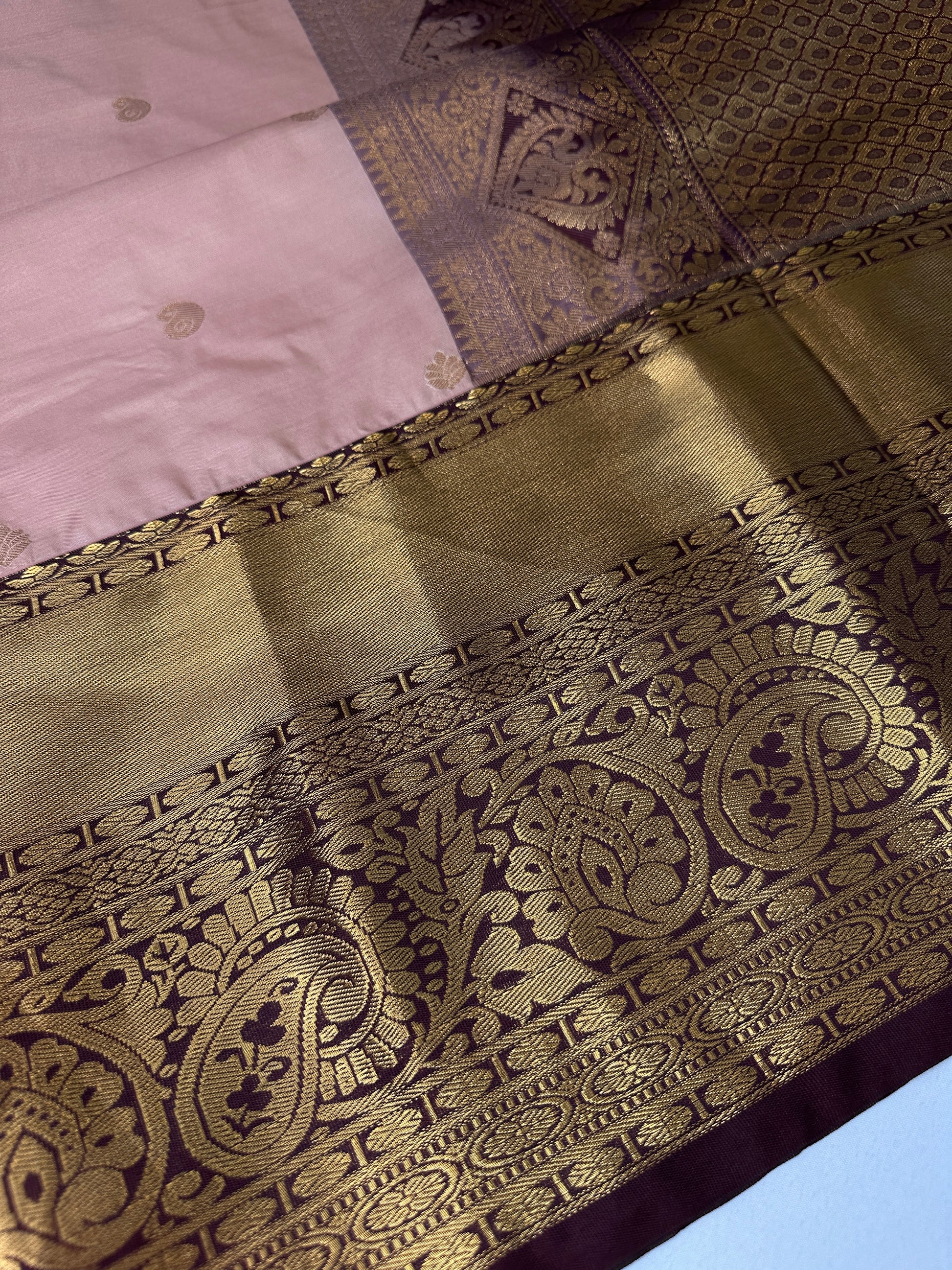 Semi Gadwal Beige Brown Pattu Silk Saree - 