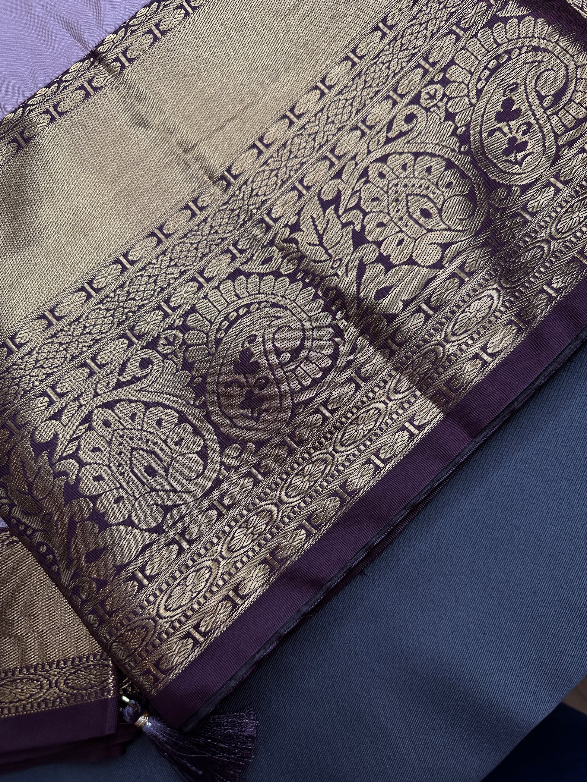 Semi Gadwal Beige Brown Pattu Silk Saree - 