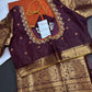 Semi Gadwal Rust Brown Pattu Silk Saree - 