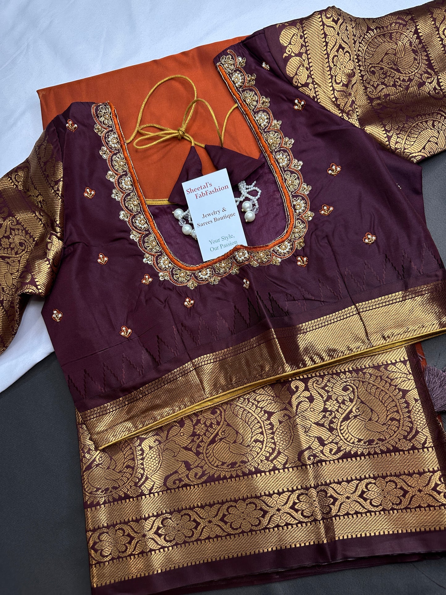 Semi Gadwal Rust Brown Pattu Silk Saree - 