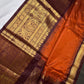 Semi Gadwal Rust Brown Pattu Silk Saree - 
