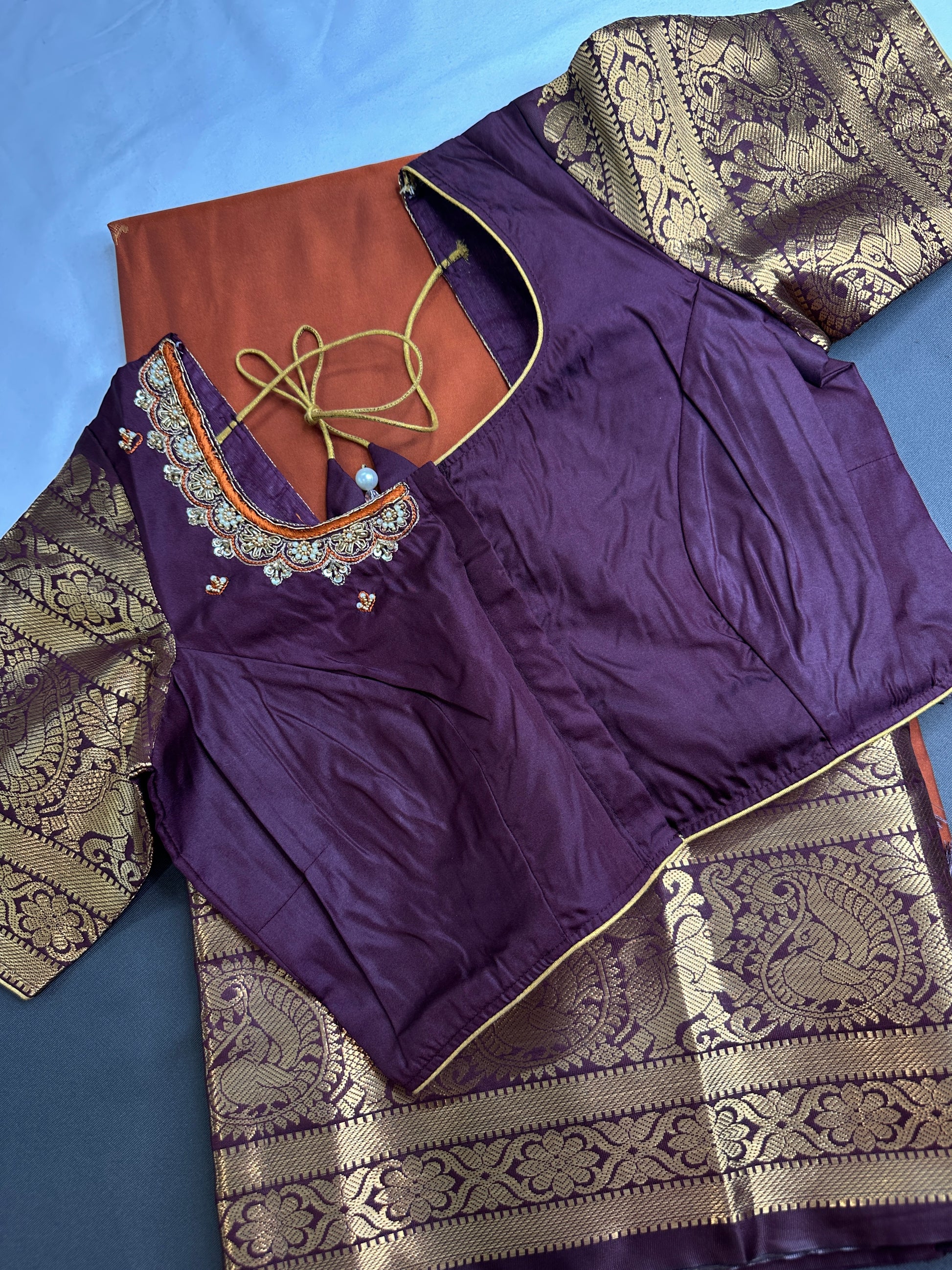Semi Gadwal Rust Brown Pattu Silk Saree - 