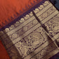 Semi Gadwal Rust Brown Pattu Silk Saree - 