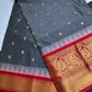 Semi Gadwal Grey Red Pattu Silk Saree - 