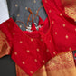 Semi Gadwal Grey Red Pattu Silk Saree - 