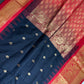 Semi Gadwal Black Red Pattu Silk Saree - 