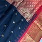 Semi Gadwal Black Red Pattu Silk Saree - 
