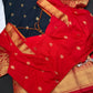 Semi Gadwal Black Red Pattu Silk Saree - 
