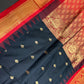 Semi Gadwal Black Red Pattu Silk Saree - 