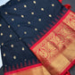 Semi Gadwal Black Red Pattu Silk Saree - 