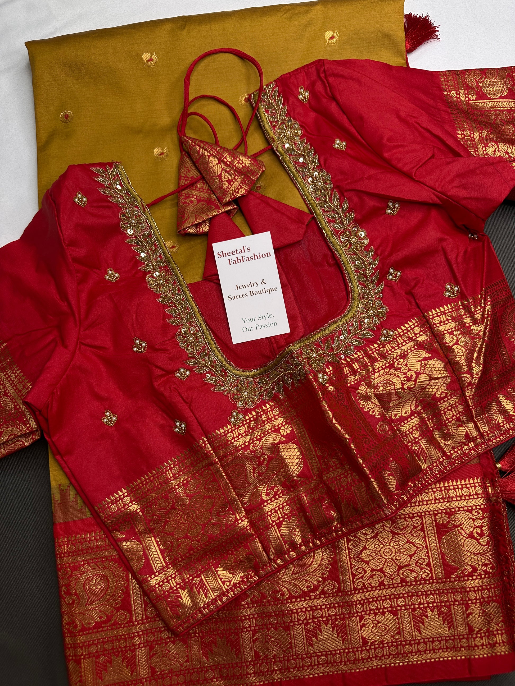 Pure Gadwal Mustard Red Pattu Silk Saree - 