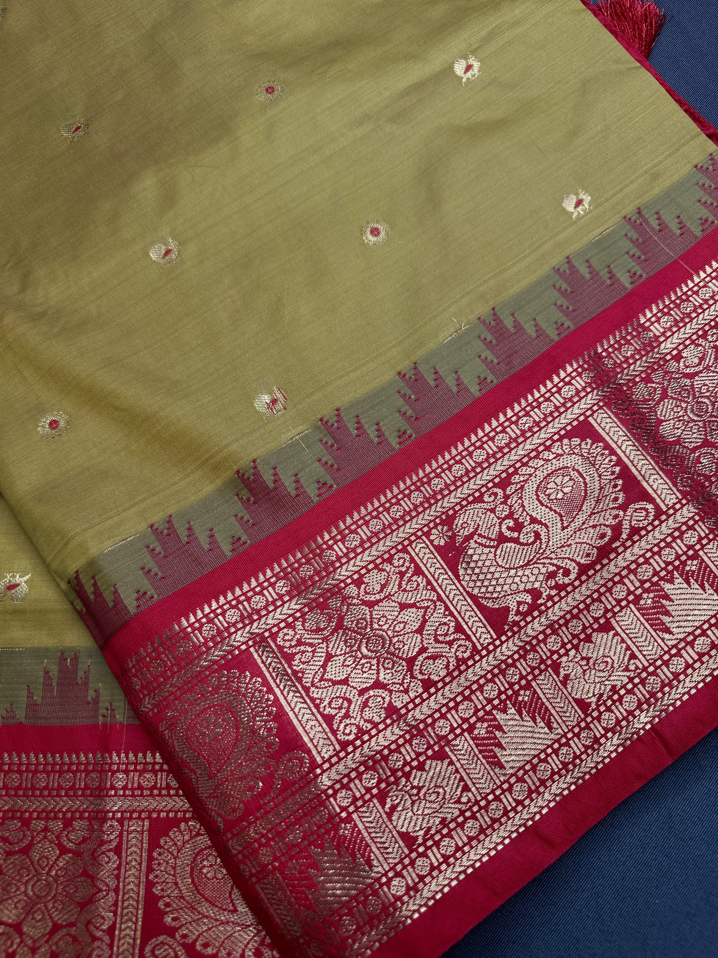 Pure Gadwal Mustard Red Pattu Silk Saree - 