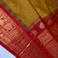 Pure Gadwal Mustard Red Pattu Silk Saree - 