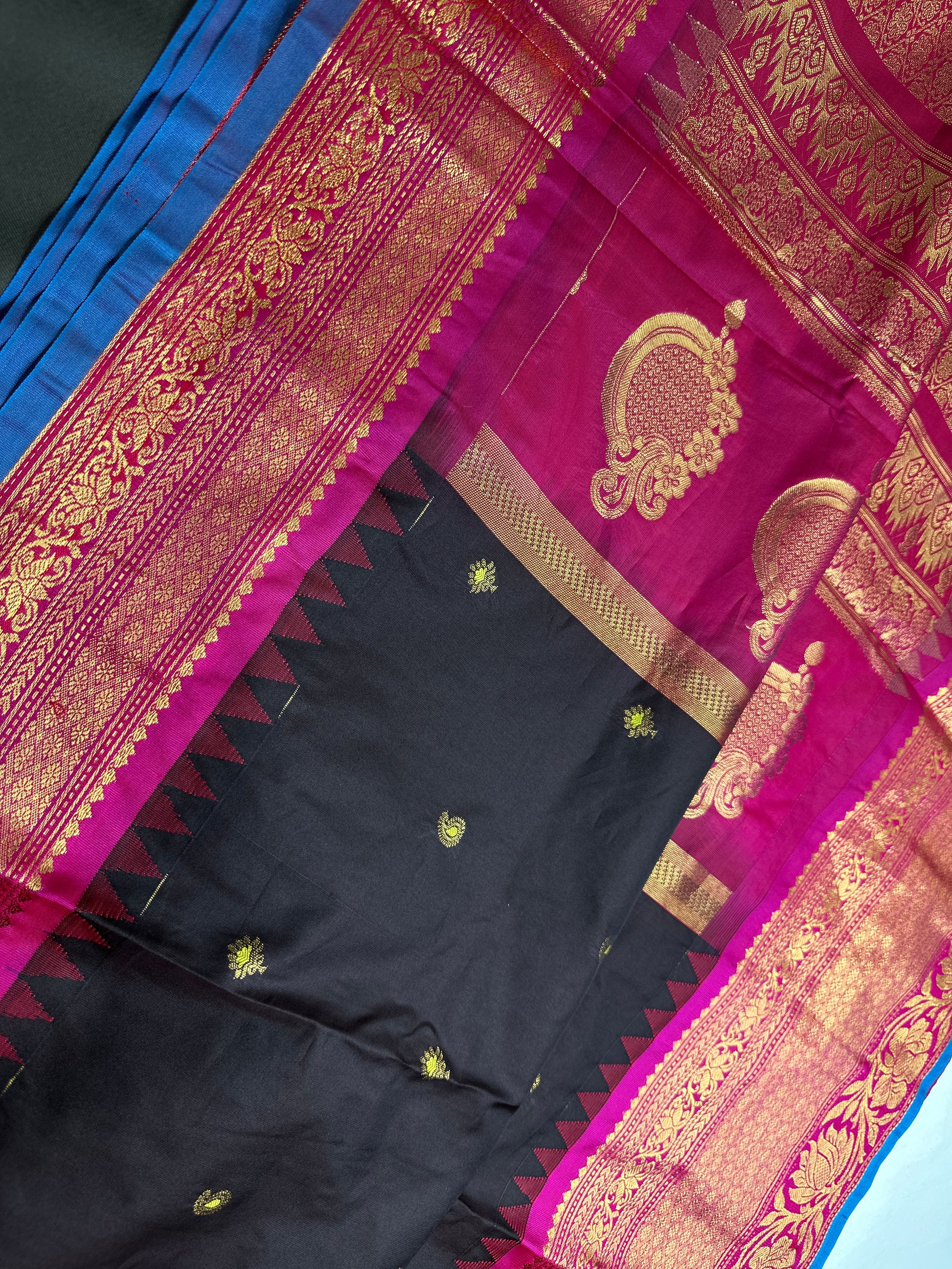 Pure Gadwal Brown Pink Pattu Silk Saree - 