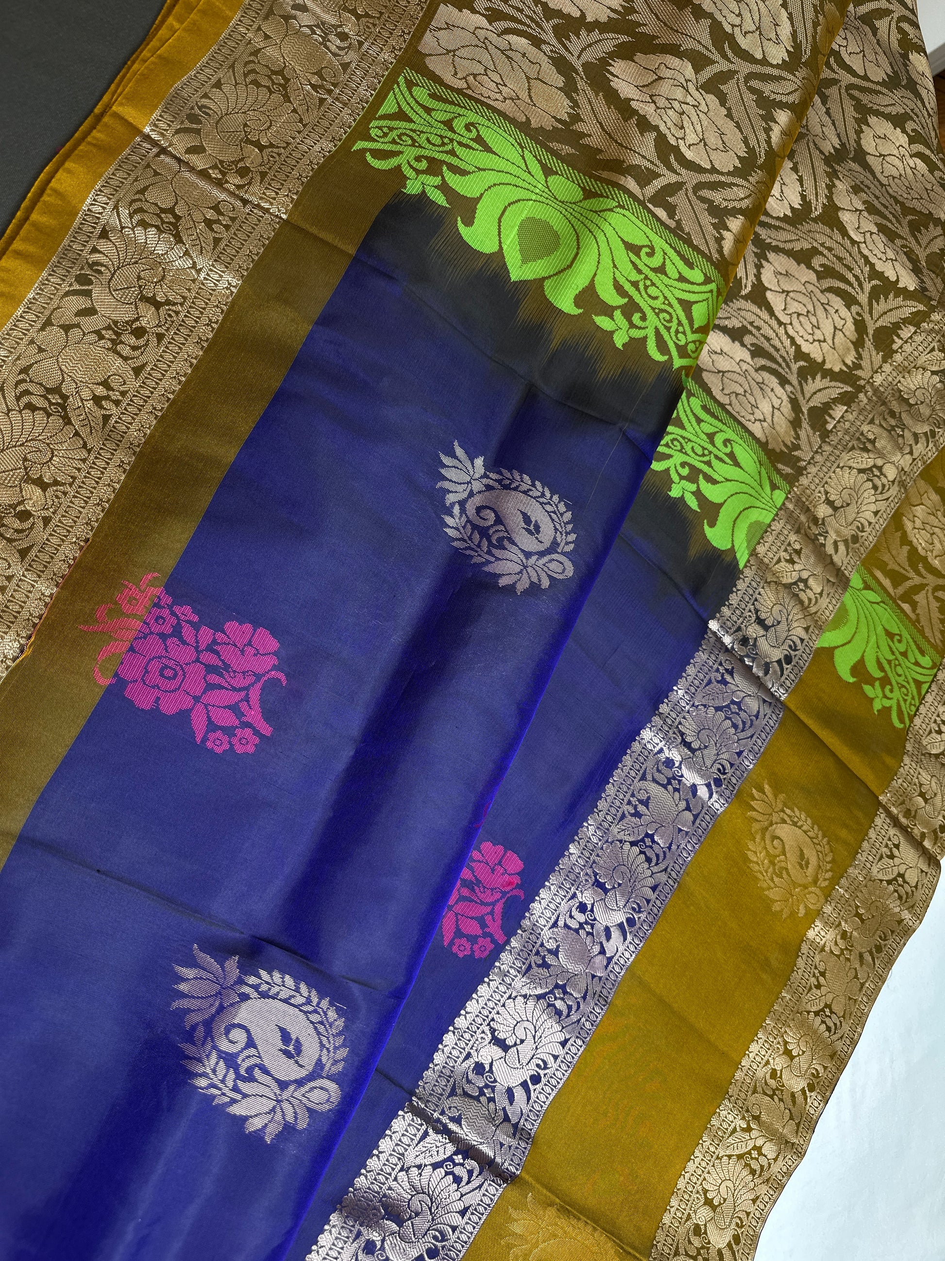 Gap Border Mangalgiri Semi Blue Silk Saree - 