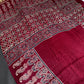 Dola Silk Ajarakh Maroon Red Saree - 