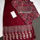 Dola Silk Ajarakh Maroon Red Saree - 