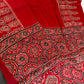 Dola Silk Ajarakh Red Saree - 