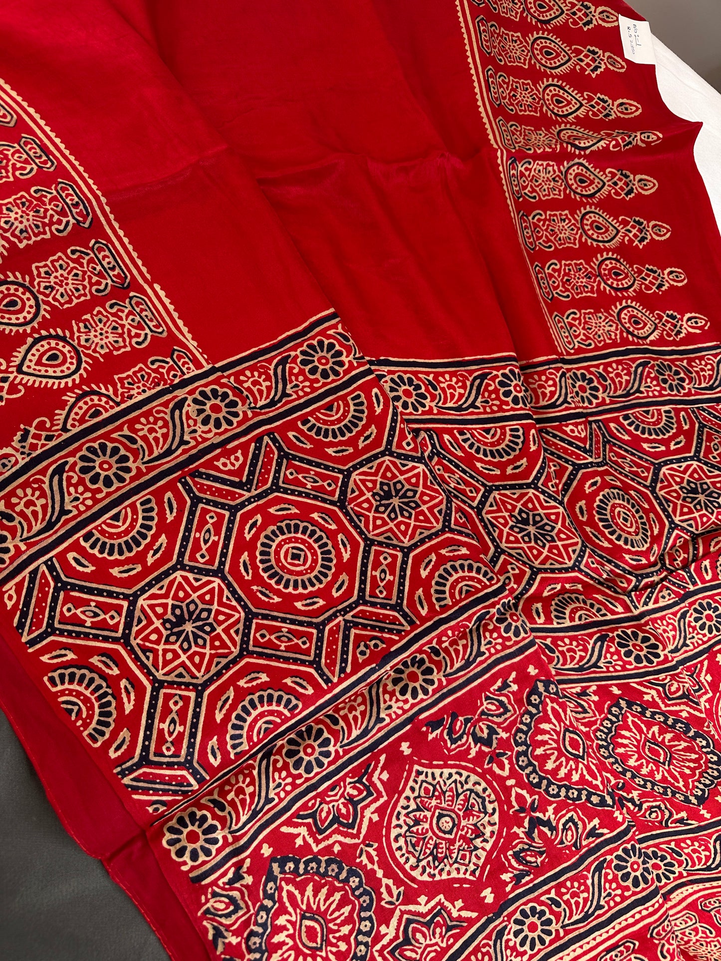 Dola Silk Ajarakh Red Saree - 
