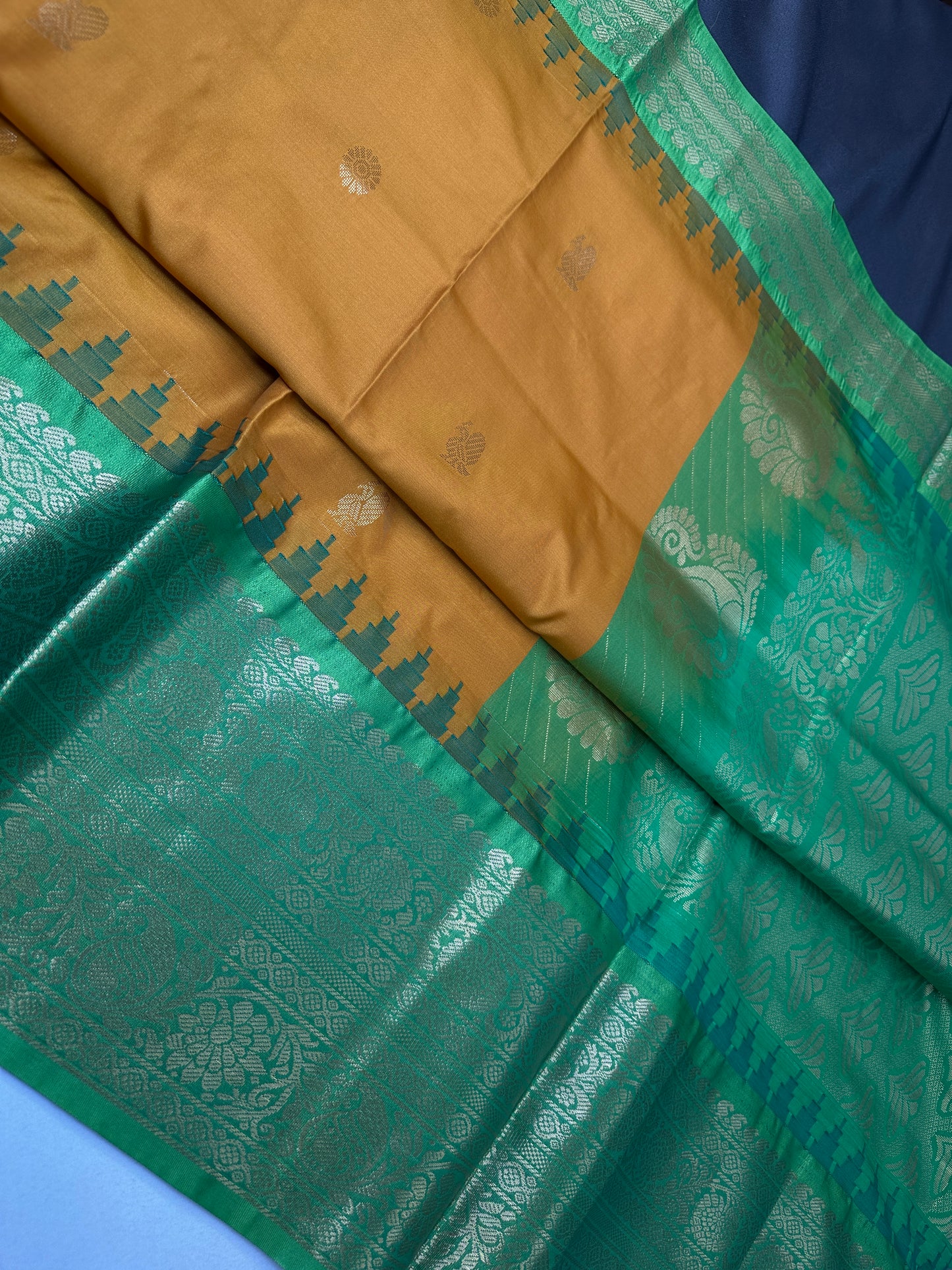 Semi Gadwal Yellow Green Pattu Silk Saree - 