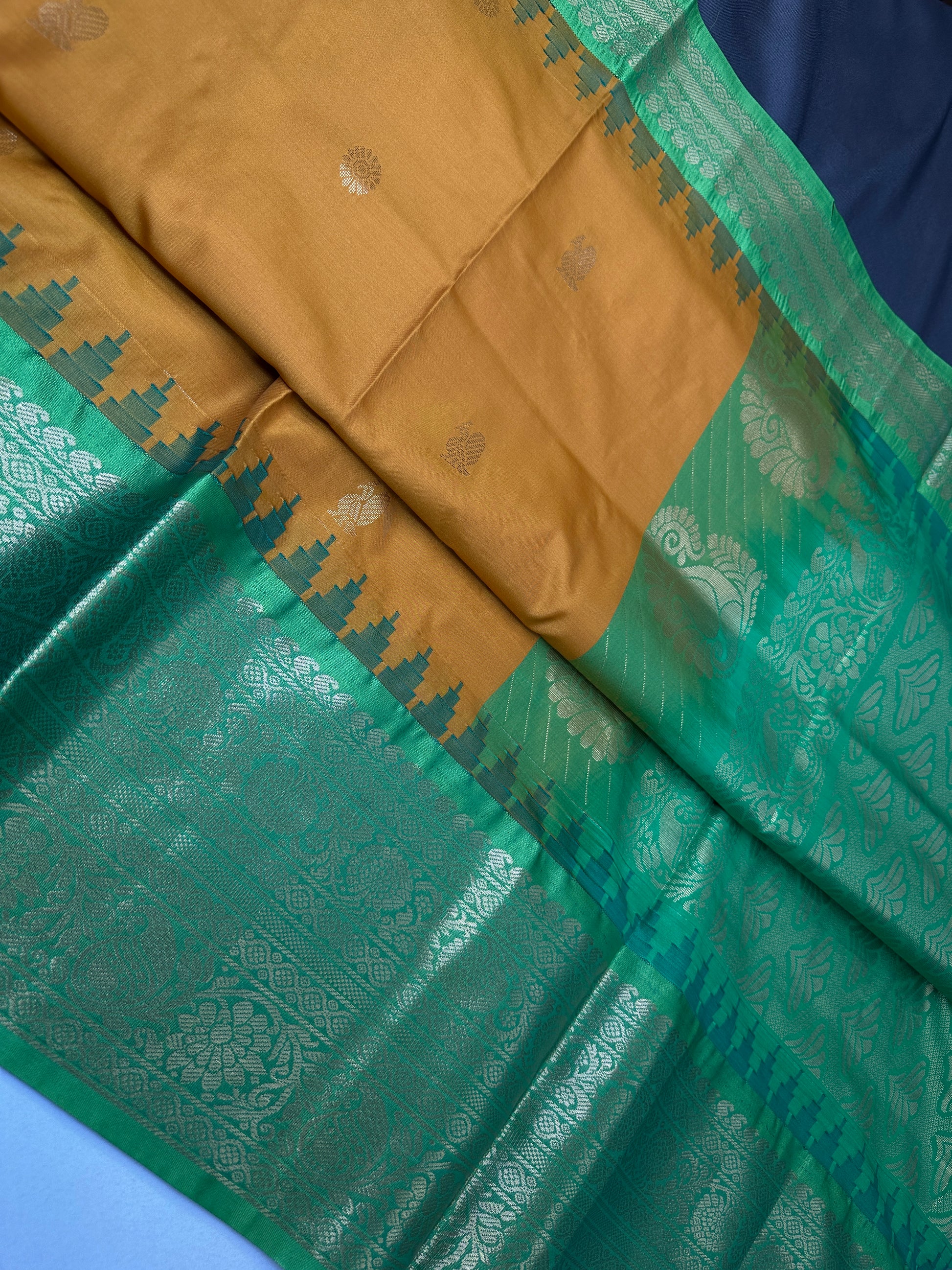 Semi Gadwal Yellow Green Pattu Silk Saree - 