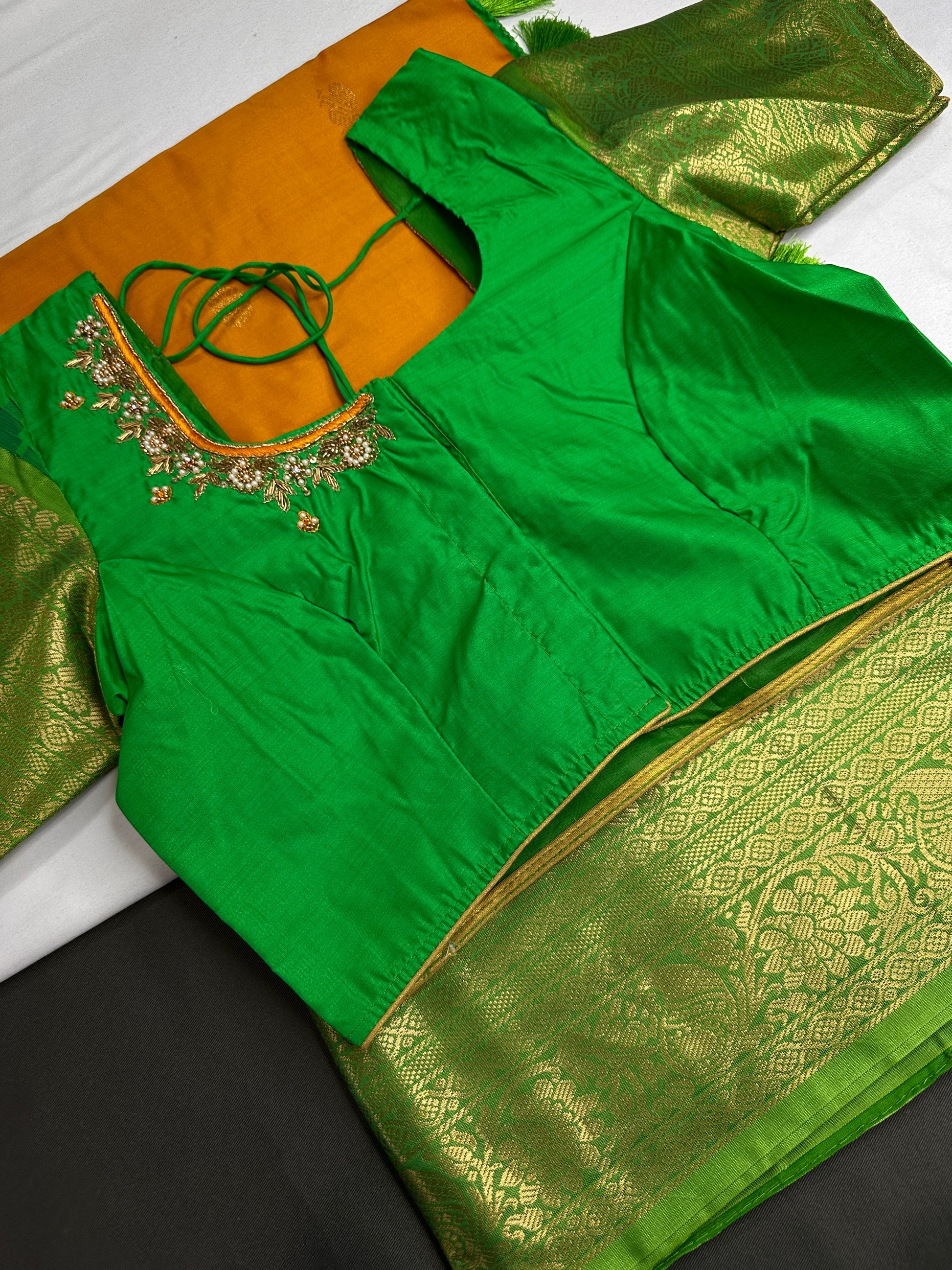 Semi Gadwal Yellow Green Pattu Silk Saree - 