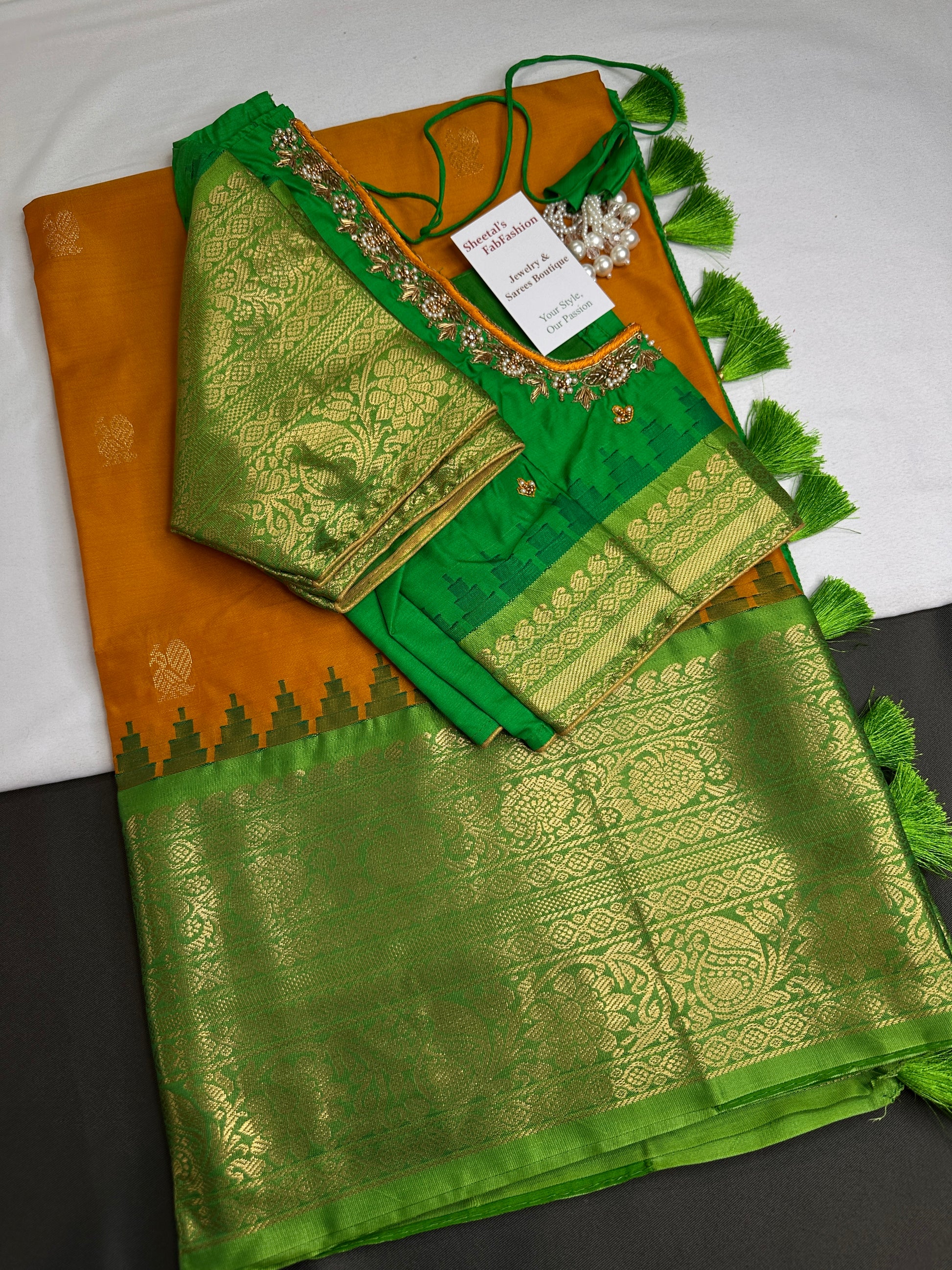 Semi Gadwal Yellow Green Pattu Silk Saree - 