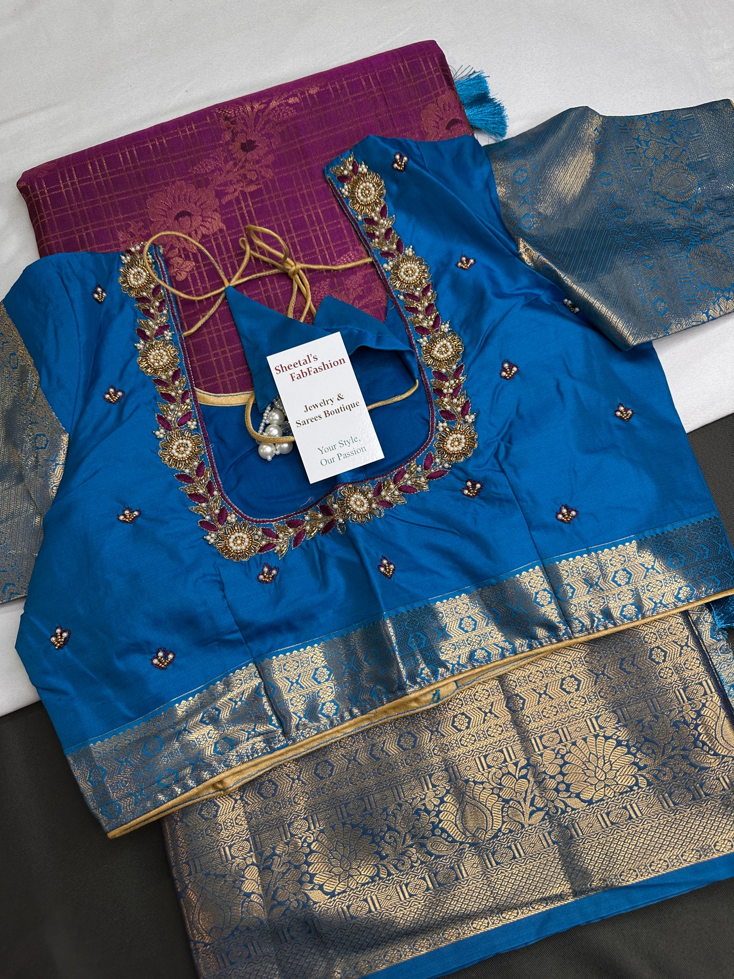Kanch Vintage Semi Silk Purple Blue Saree - 