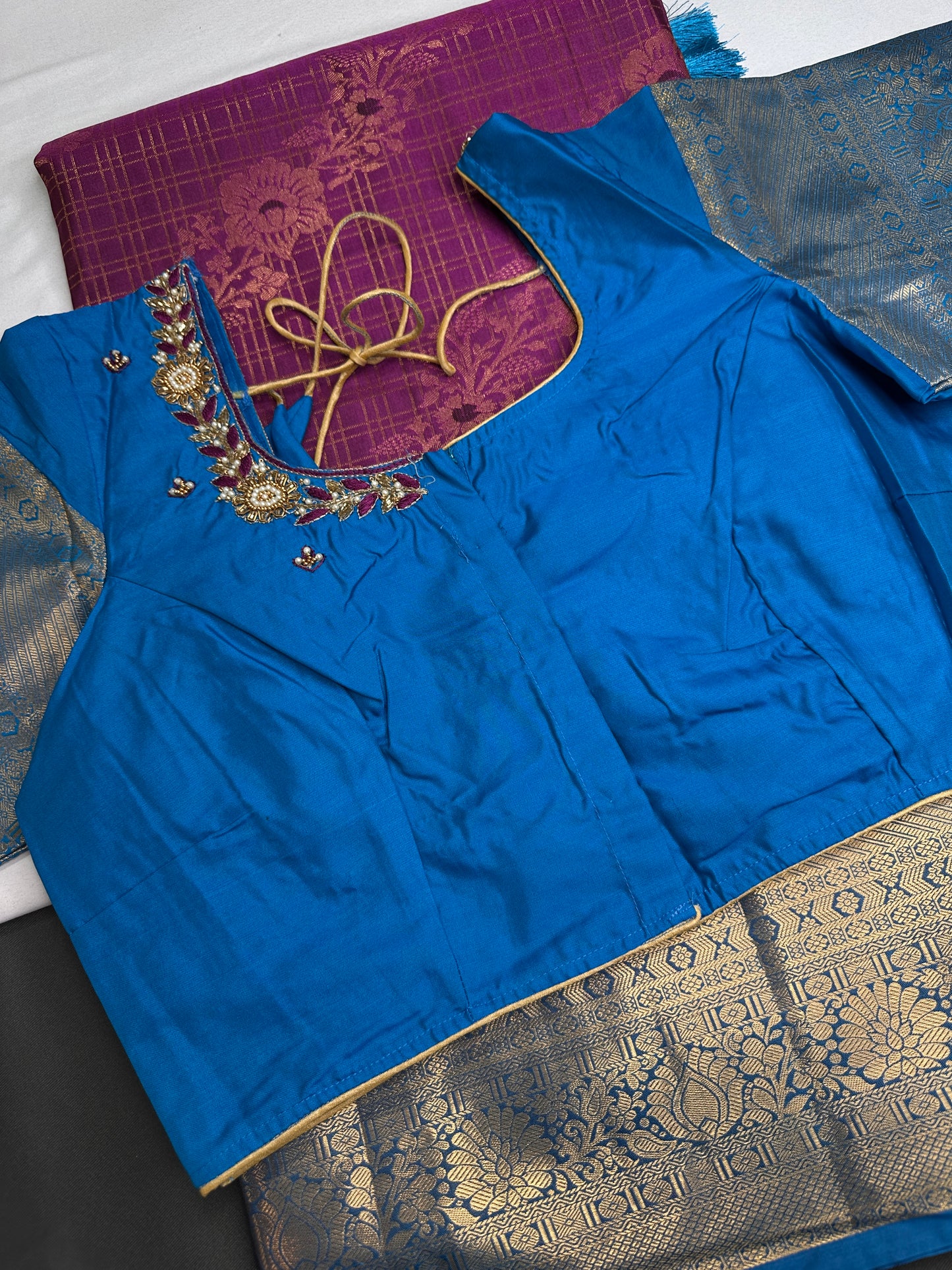 Kanch Vintage Semi Silk Purple Blue Saree - 