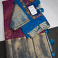Kanch Vintage Semi Silk Purple Blue Saree - 