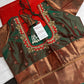 Kanch Vintage Semi Silk Orange Green Saree - 