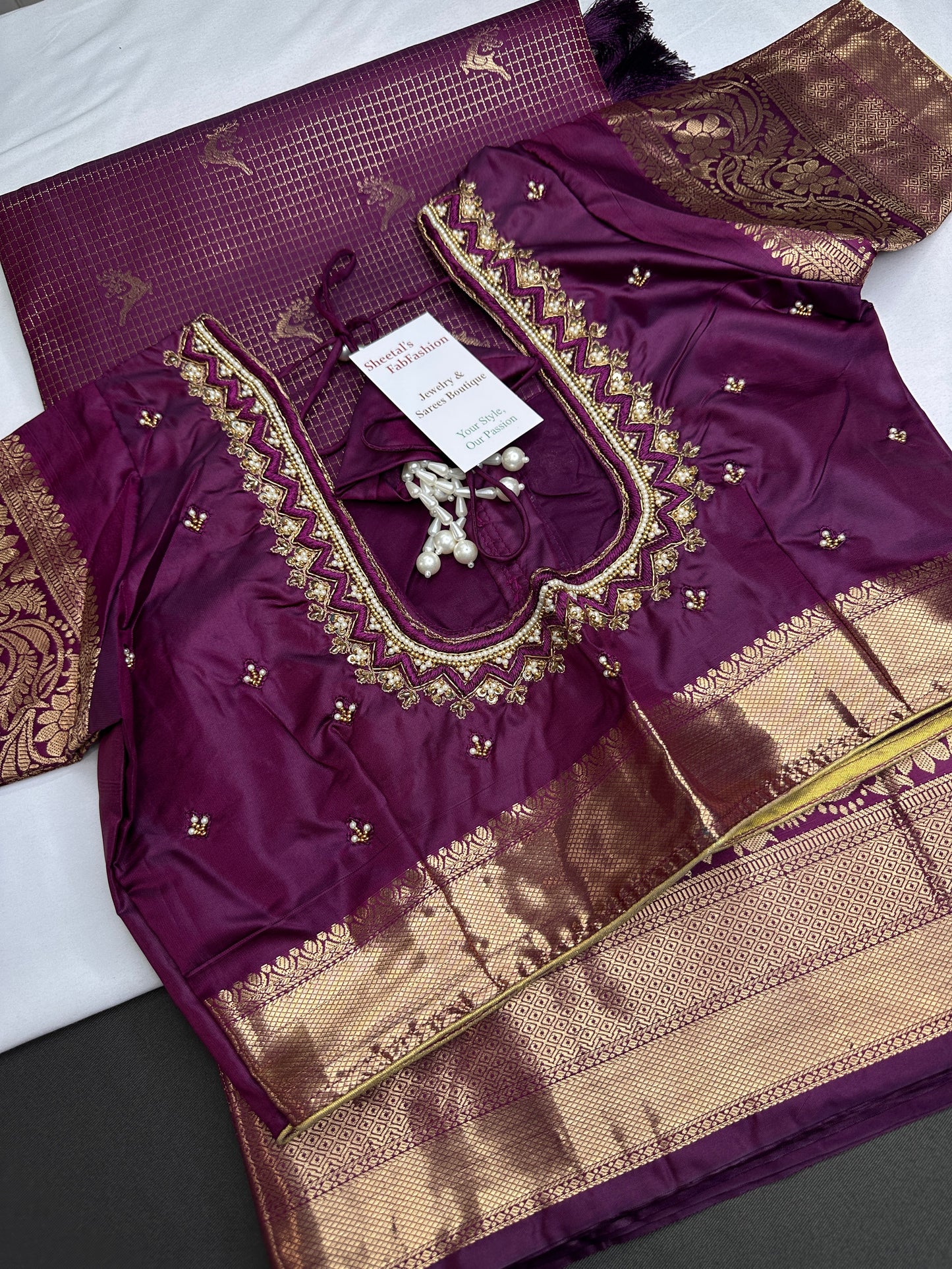 Kanch Light Weight Semi Silk Purple Checked Saree - 