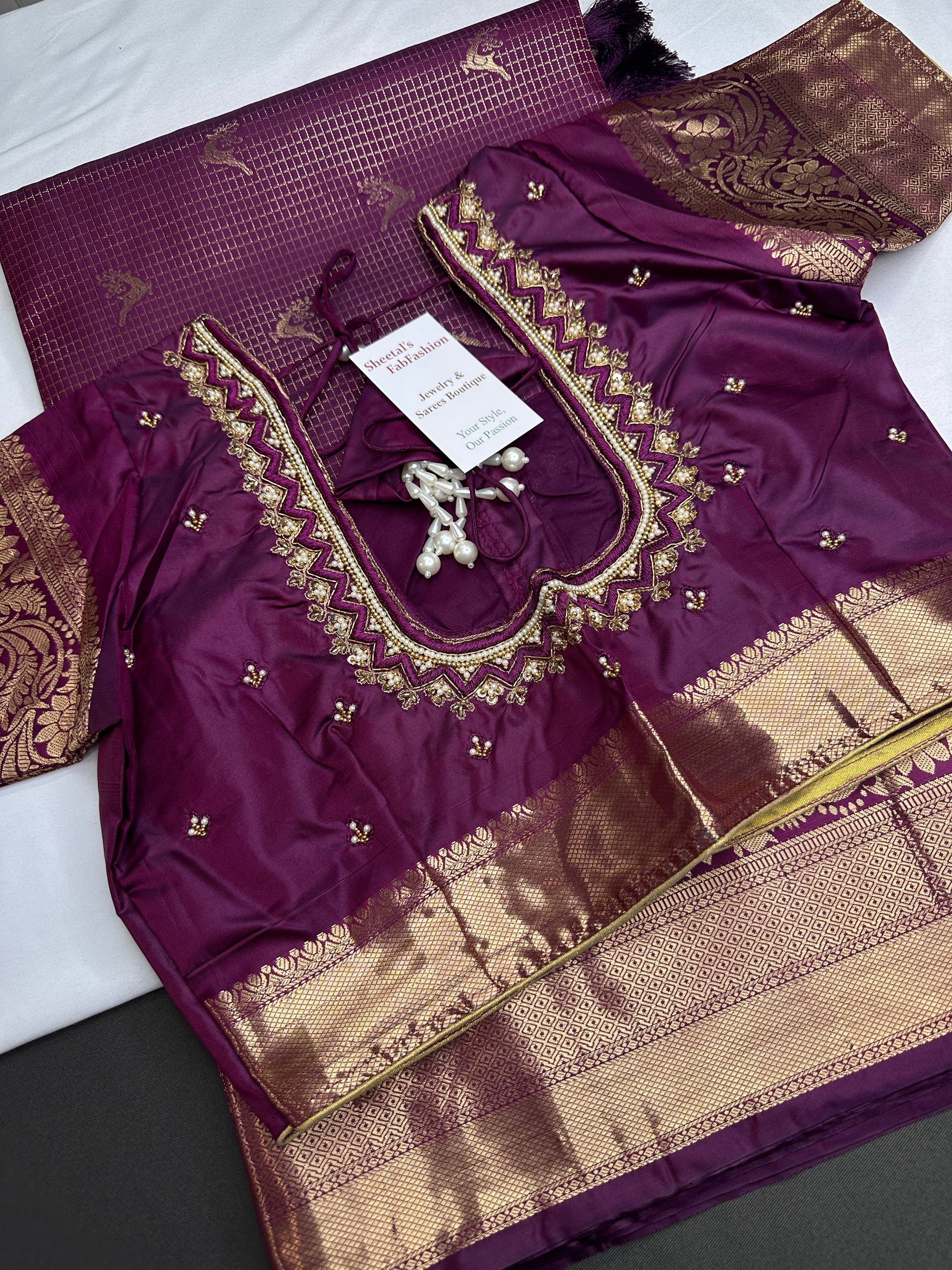 Kanch Light Weight Semi Silk Purple Checked Saree - 