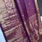 Kanch Light Weight Semi Silk Purple Checked Saree - 