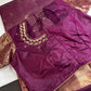 Kanch Light Weight Semi Silk Purple Checked Saree - 