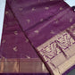 Kanch Light Weight Semi Silk Purple Checked Saree - 