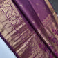 Kanch Light Weight Semi Silk Purple Checked Saree - 