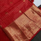 Kanch Light Weight Semi Silk Red Checked Saree - 