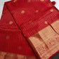 Kanch Light Weight Semi Silk Red Checked Saree - 