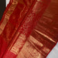 Kanch Light Weight Semi Silk Red Checked Saree - 