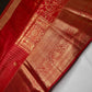Kanch Light Weight Semi Silk Red Checked Saree - 