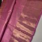 Kanch Light Weight Semi Silk Pink Checked Saree - 